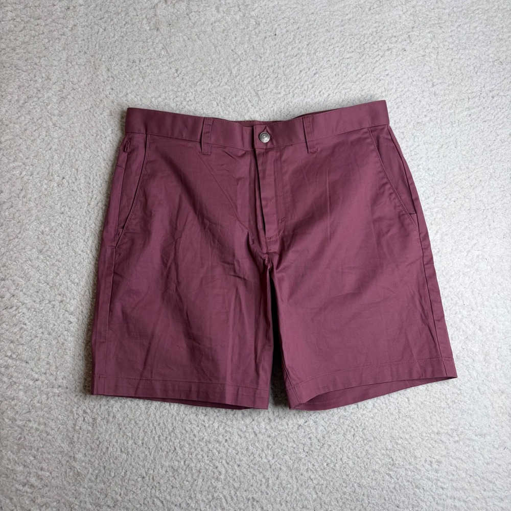 Fabletics High Side Chino Shorts Maroon 4-Way Stretch Size 34 New